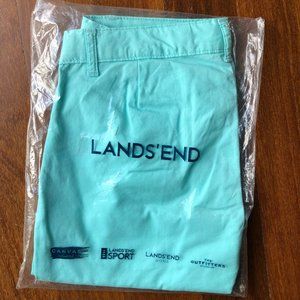 NEW Lands' End Flat Front Aqua Blue Shorts - Sz 12
